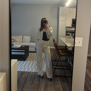 Aritzia Set - Linen Effortless Pants and Linen Little Cropped Jacket